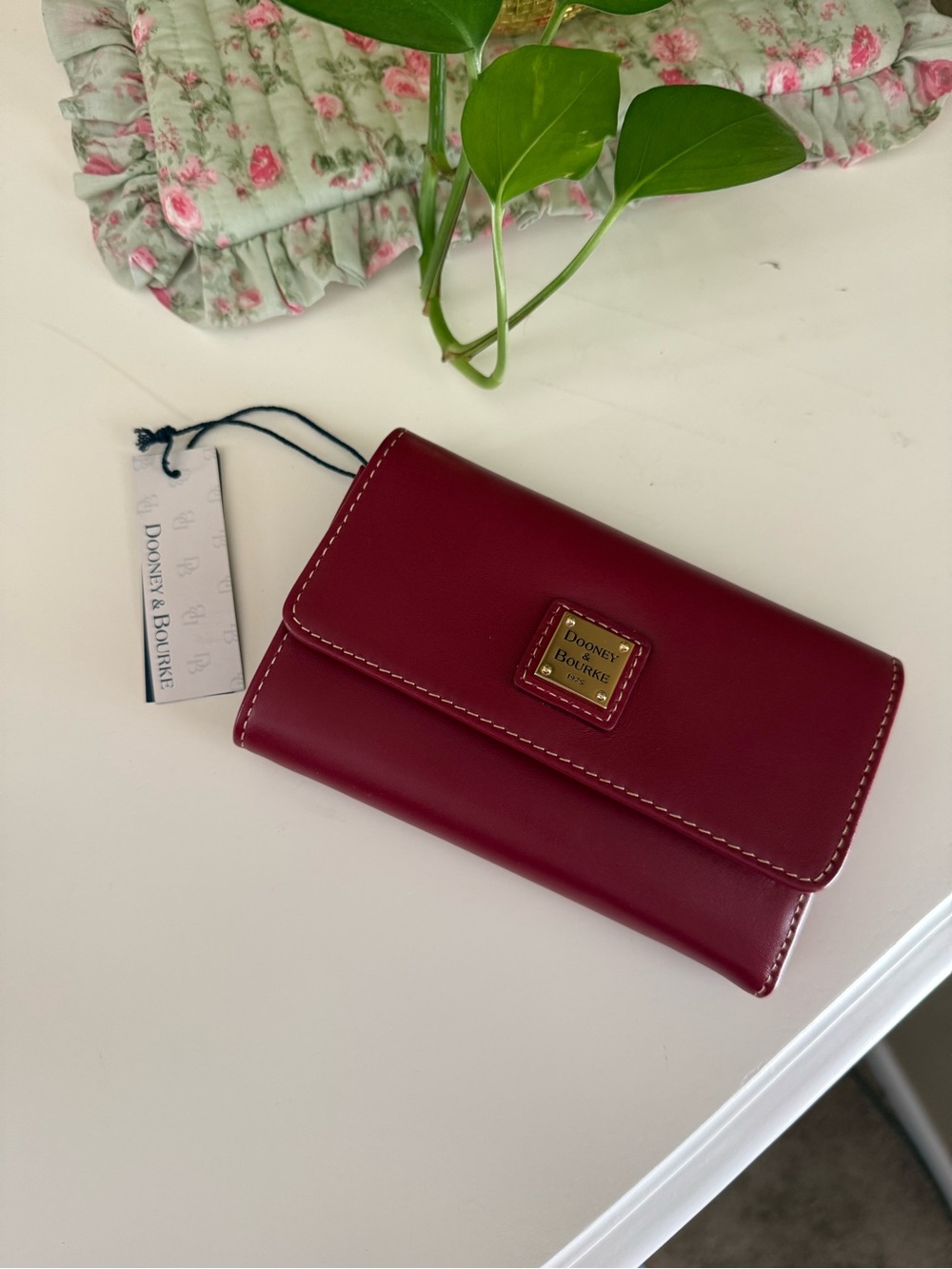 Dooney & Bourke Mulberry Leather Flap Wallet